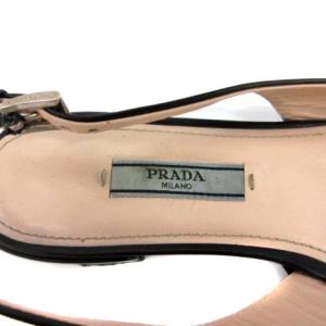 PRADA パンプス リボン ストラップ ローヒール ポインテッドトゥ 36.5 ブラック