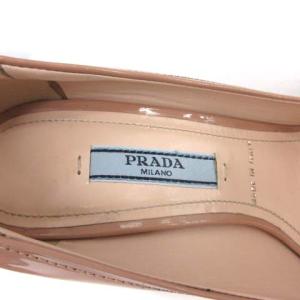 PRADA サンダル パンプス ウエッジソール オープントゥ リボン エナメル 35.5 ピンク