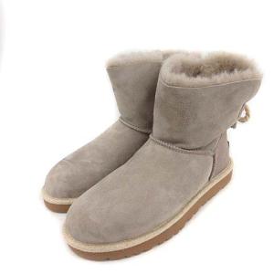UGG australia SELENE セリーヌ ムートンブーツ ショート レースアップ 24.0cm ライトグレー 1006493