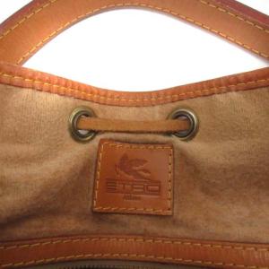 ETRO ワンショルダーバッグ 巾着 PVC レザー ペイズリー柄 総柄 茶 ブラウン