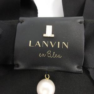 LANVIN en Bleu 19年製 リュック デイパック リボン ナイロンキャンバス フェイクパール 黒 ブラック