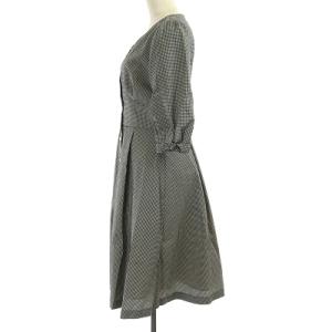 TOCCA 19AW ワンピース 七分袖 ひざ丈 Vネック ギンガムチェック 0 XS 黒 ブラック