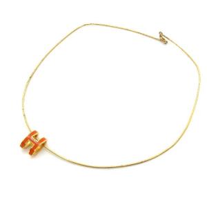 HERMES ポップアッシュ ネックレス ゴールド オレンジ