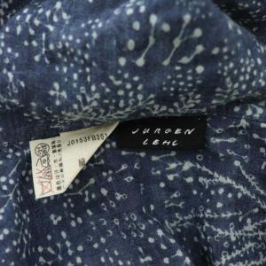 JURGEN LEHL シャツ 総柄 シルク 長袖 M 紺 ネイビー
