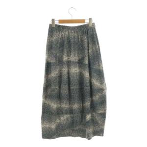 JURGEN LEHL ロングスカート ミモレスカート 総柄 M 紺 グレー 緑 ライトブルー ネイビー グリーン