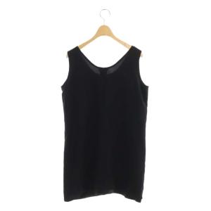 HERMES チュニック タンクトップ カットソー ノースリーブ シルク 42 ブラック