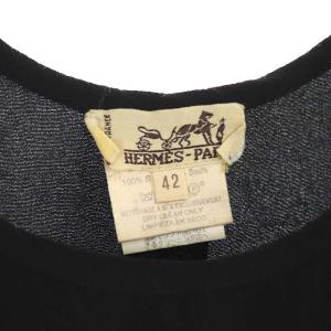 HERMES チュニック タンクトップ カットソー ノースリーブ シルク 42 ブラック