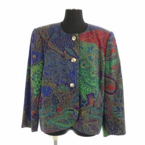 LEONARD ヴィンテージ セットアップ ノーカラージャケット スカート 金ボタン 13AR マルチカラー