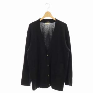 ニット カーディガン Vネック 長袖 ヴァラボタン M 黒