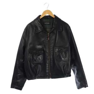 レザージャケット ブルゾン ジップアップ 50 黒 ブラック