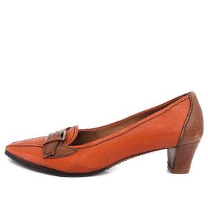PRADA パンプス ポインテッドトゥ レザー ローヒール 36.5 ブラウン