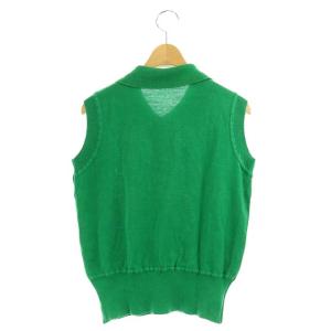 YVES SAINT LAURENT ヴィンテージ カットソー ノースリーブ ニット 金ボタン ロゴボタン M 緑 グリーン