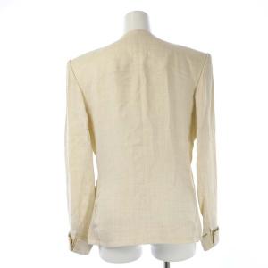 YVES SAINT LAURENT ヴィンテージ セットアップ 上下 ノーカラージャケット ダブル 金ボタン スカート ロング ミモレ タイト M ベージュ