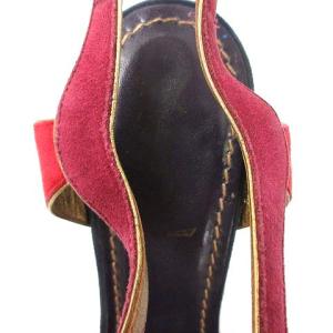 YVES SAINT LAURENT サンダル オープントゥ ピンヒール スエード 23cm パープル