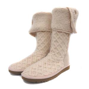 ニット ブーツ ロング ショート 2WAY ラメ US8 25cm ベージュ 1002483