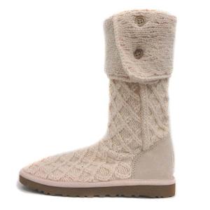 UGG australia ニット ブーツ ロング ショート 2WAY ラメ US8 25cm ベージュ 1002483