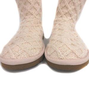 UGG australia ニット ブーツ ロング ショート 2WAY ラメ US8 25cm ベージュ 1002483