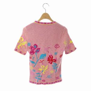 KENZO カットソー ニット 半袖 花柄 総柄 M ピンク 黄色 イエロー