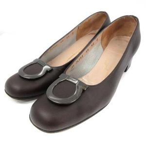 ビッグガンチーニレザーパンプス ブラウン