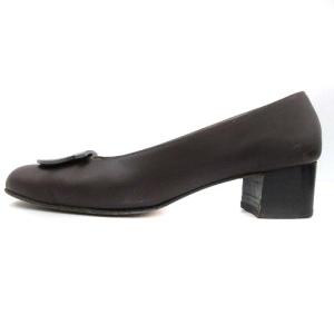 Salvatore Ferragamo ビッグガンチーニレザーパンプス ブラウン