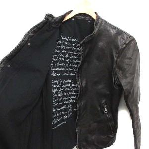 ISAMU KATAYAMA BACKLASH シングルライダース ジャケット イタリアンダブルショルダー レザー L 黒1254-01