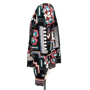 GRACE CONTINENTAL カットソー 総柄 刺繍 長袖 36 S 黒 ブラック マルチカラー