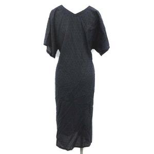 agnes b. 20年製 ドット織りワンピース 3 ネイビー