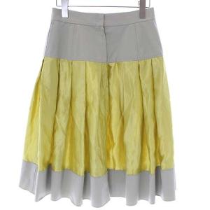DOLCE&GABBANA スカート ひざ丈 プリーツ シルク 38 グレー イエロー