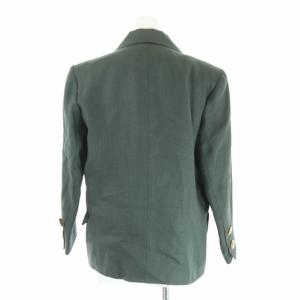 YVES SAINT LAURENT rive gauche テーラードジャケット シングル 2B リネン 40 L 緑 