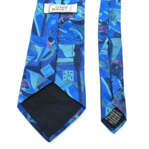 GIANNI VERSACE 総柄シルクネクタイ ブルー