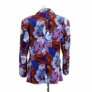 KENZO テーラードジャケット 花柄 ベロア M 紫 パープル 青 ブルー 茶 ブラウン