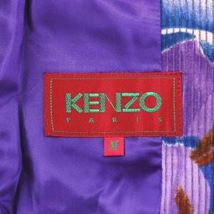 KENZO テーラードジャケット 花柄 ベロア M 紫 パープル 青 ブルー 茶 ブラウン