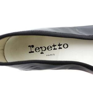 Repetto パンプス ローヒール ラウンドトゥ エナメル リボン 36.5 23.5cm 黒 ブラック