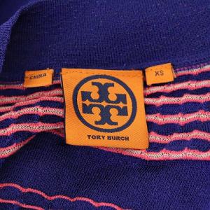 TORY BURCH カーディガン ニット セーター 長袖 総柄 XS ブルー ピンク