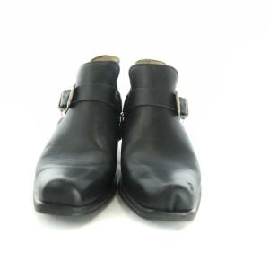 HARLEY DAVIDSON ショートブーツ スクエアトゥ ベルト チェーン ロゴ プレート 27cm相当 ブラック