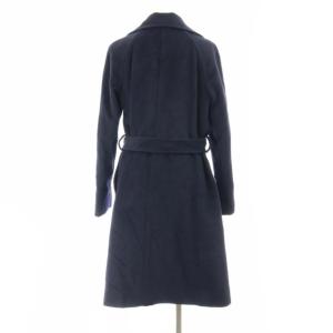 OLD ENGLAND トレンチコート ロング ミドル丈 比翼 アンゴラ ウール混 36 S 紺 ネイビー