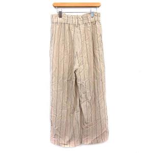 Diagram GRACE CONTINENTAL ワイドパンツ ハイウエスト ストライプ タック 麻混 薄手 38 キナリ アイボリー