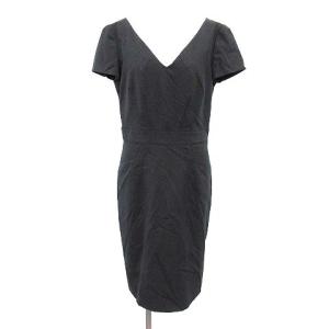ウールひざ丈ワンピース 42 チャコール グレー