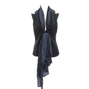 ノースリーブ ジャケット ベスト ストール付き 38 M 黒 ブラック