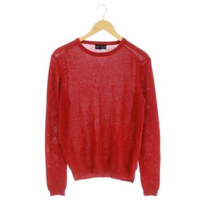 ニット セーター サマー クルーネック S レッド