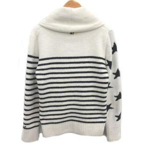 TMT ショールカラースターボーダーニットカーディガン M ホワイト