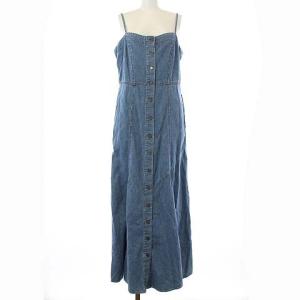 19SS キャミロングデニムワンピース 前開き コットン 38 M インディゴ