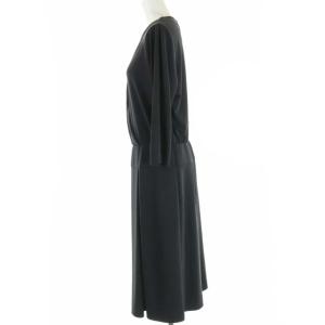 Leilian 近年モデル ワンピース 七分袖 ロング ミモレ丈 ドレープ 1 L 黒 ブラック