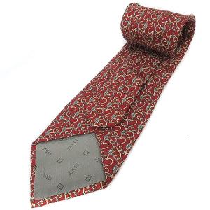 FENDI ネクタイ 総柄 ズッカ柄 シルク レッド
