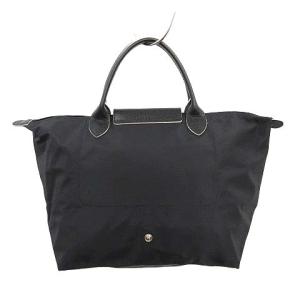 Longchamp ル プリアージュ クラブ トップハンドル トートバッグ ナイロン ロゴ刺繍 M 黒 ブラック