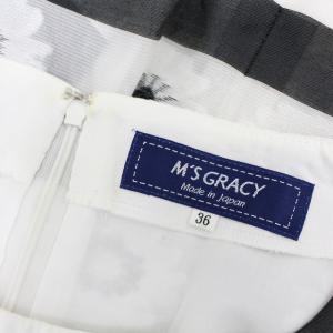 M'S GRACY ワンピース 半袖 膝丈 レース ボーダー 36 S 黒 ブラック 白 ホワイト