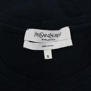 YVES SAINT LAURENT rive gauche カットソー Tシャツ 長袖 カサンドラロゴ ベロア S 黒 