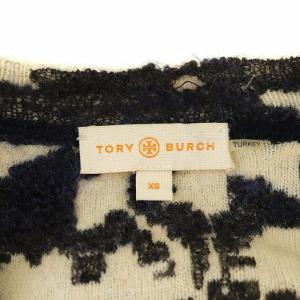 TORY BURCH ニット セーター クルーネック プルオーバー 長袖 ウール混 モヘア混 XS 黒 ブラック ベージュ