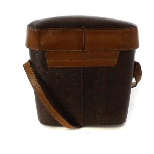 ETRO ショルダーバッグ ポーチ PVC レザー ペイズリー柄 ブラウン