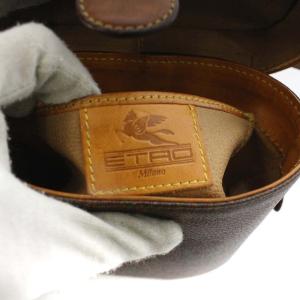 ETRO ショルダーバッグ ポーチ PVC レザー ペイズリー柄 ブラウン